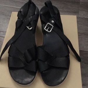 Black leather sandals